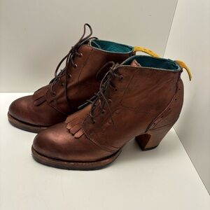 PS Kaufman handmade leather boots with Firestone outsoles, copper-pink metallic